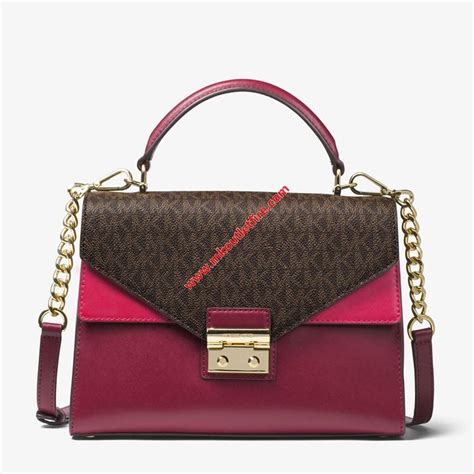 michael michael kors sloan color block leather and logo satchel